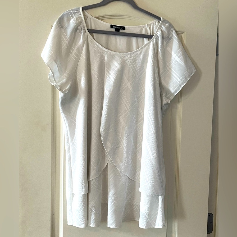 Roz & Ali Rich White Polyester Blouse Women’s size 2X